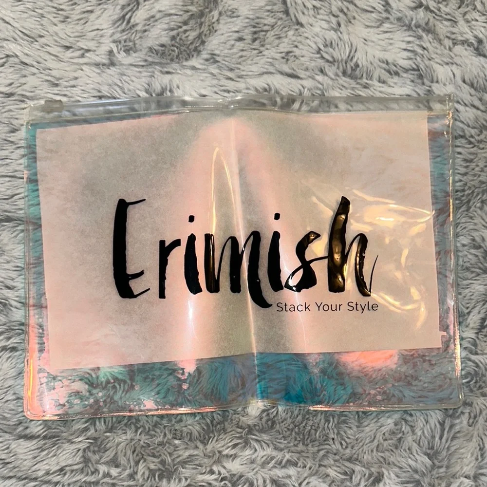 Erimish Iridescent Pouch with Pink‎ and Blue Hues Jewelry Accessory Zippered Bag